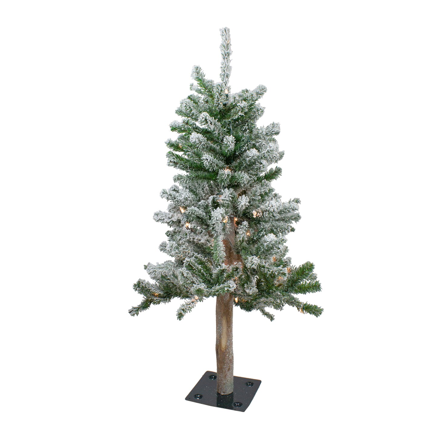 Northlight Pre-Lit Flocked Alpine Artificial Medium Christmas Tree - 3&#x27; - Clear Lights