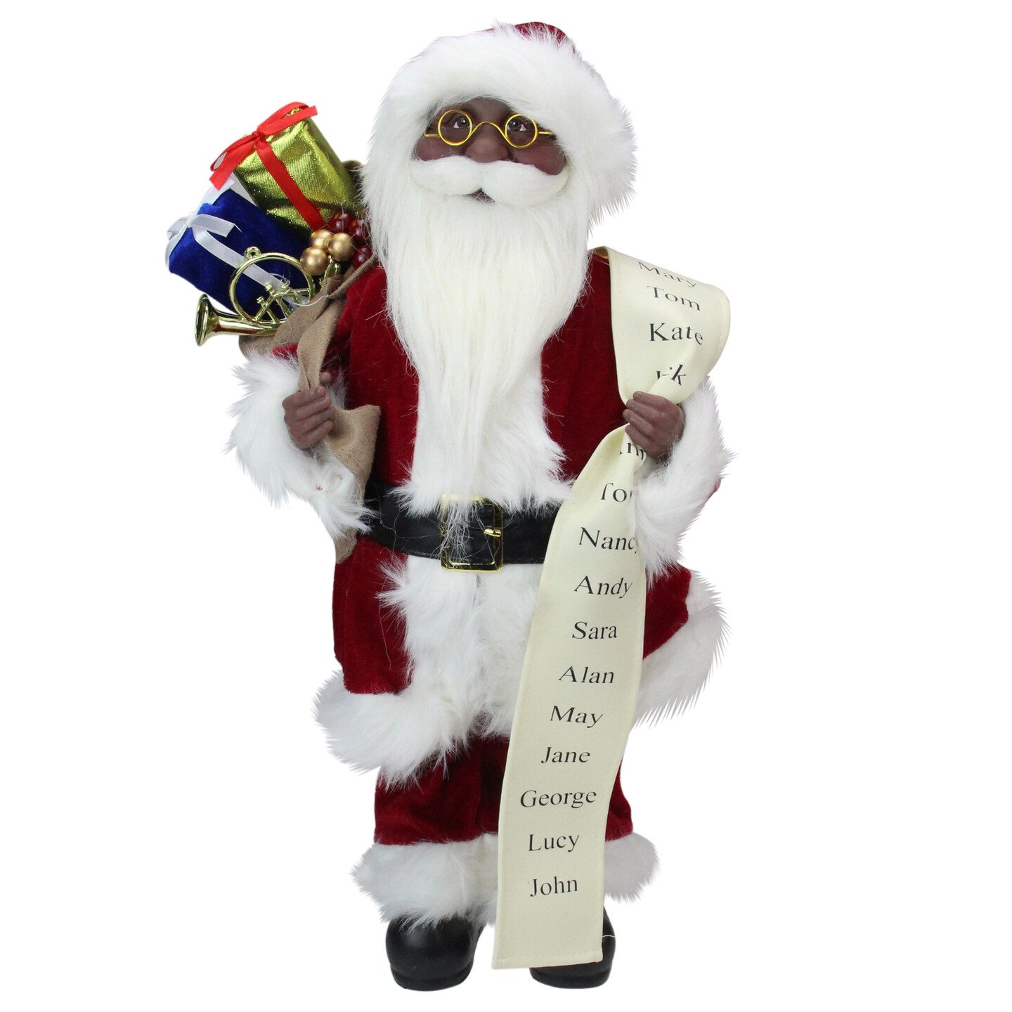 Northlight 16&#x22; African American Santa Claus with Naughty or Nice List Christmas Figure