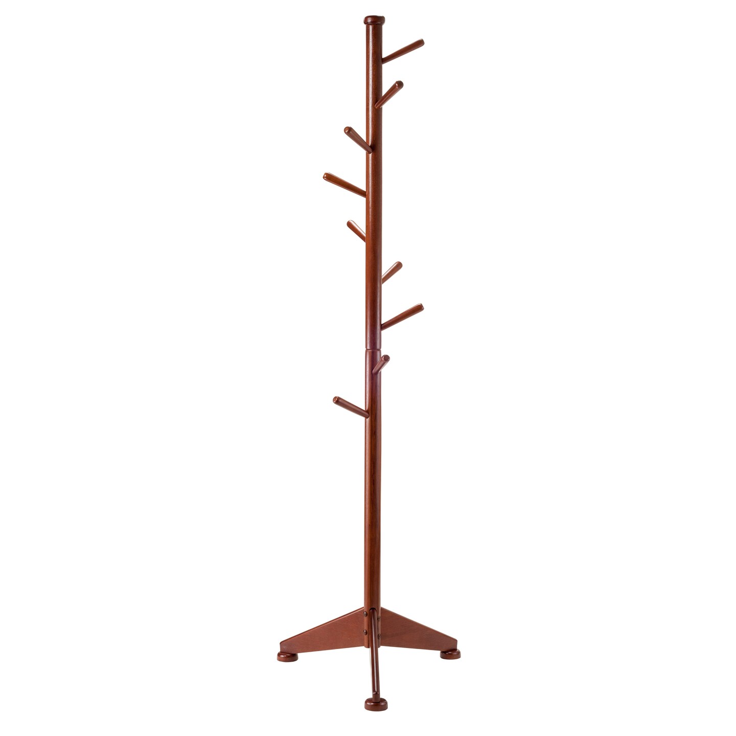 Contemporary Home Living 70&#x22; Walnut Solid Wood Coat Rack Tree with Pegs