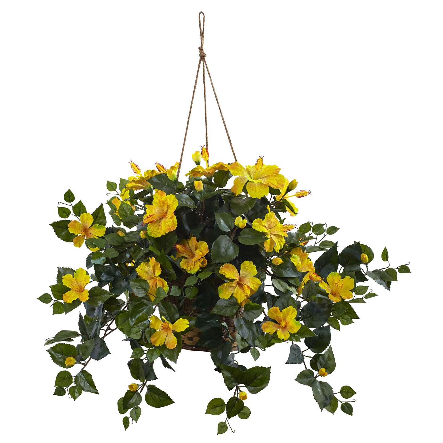 Nearly Natural 22&#x22; Artificial Hibiscus Plant Hanging Basket