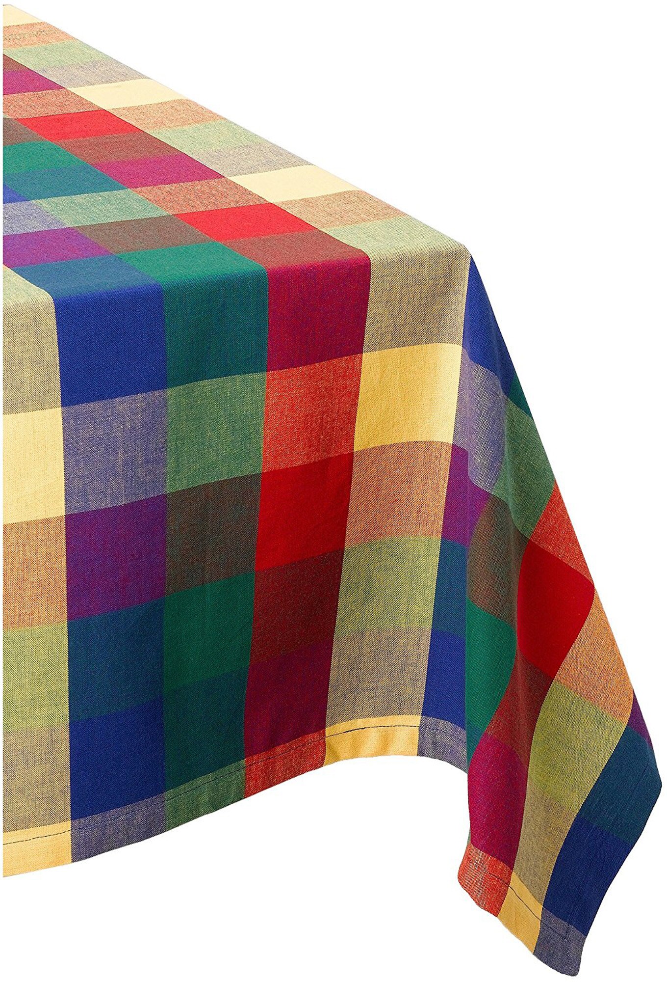 Contemporary Home Living 84&#x22; Vibrant Checkered Indian Summer Table Cloth