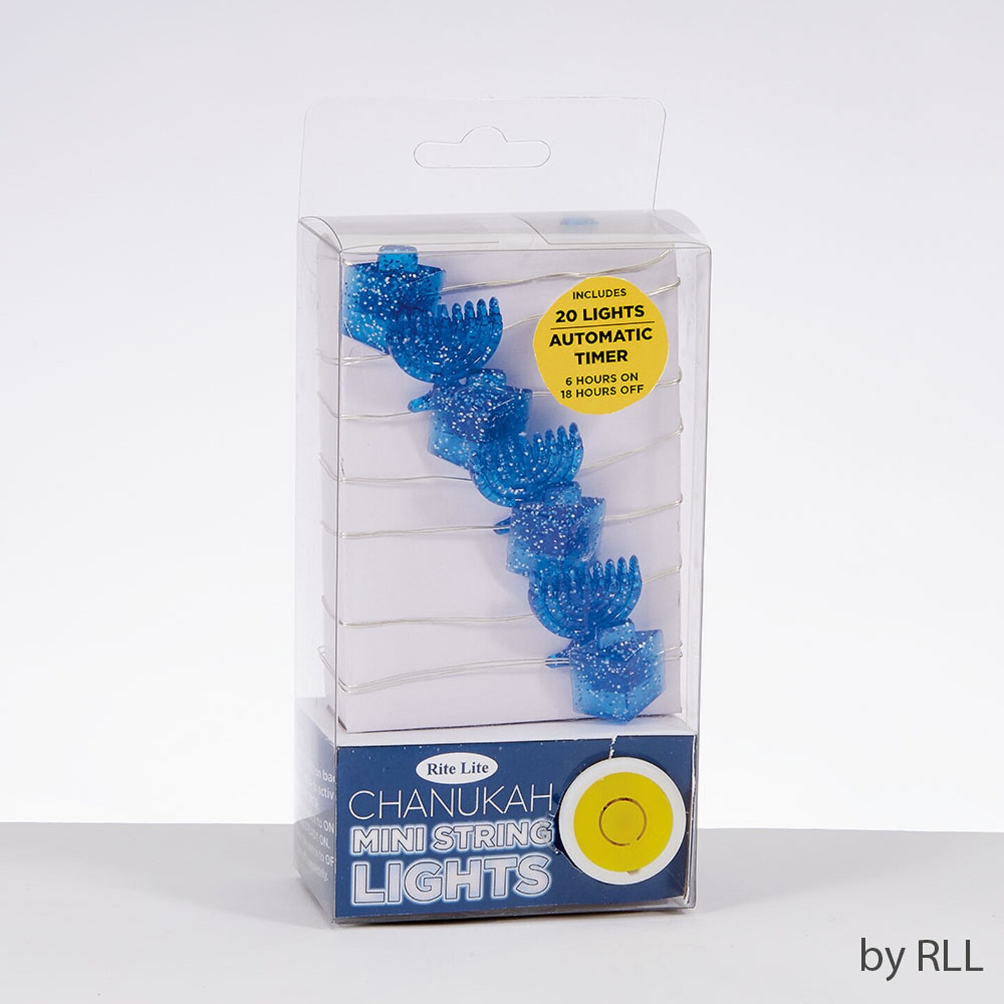 Rite Lite 20-Piece Blue Battery Operated Micro LED Hanukkah Mini String Lights with Timer - 6.2 ft