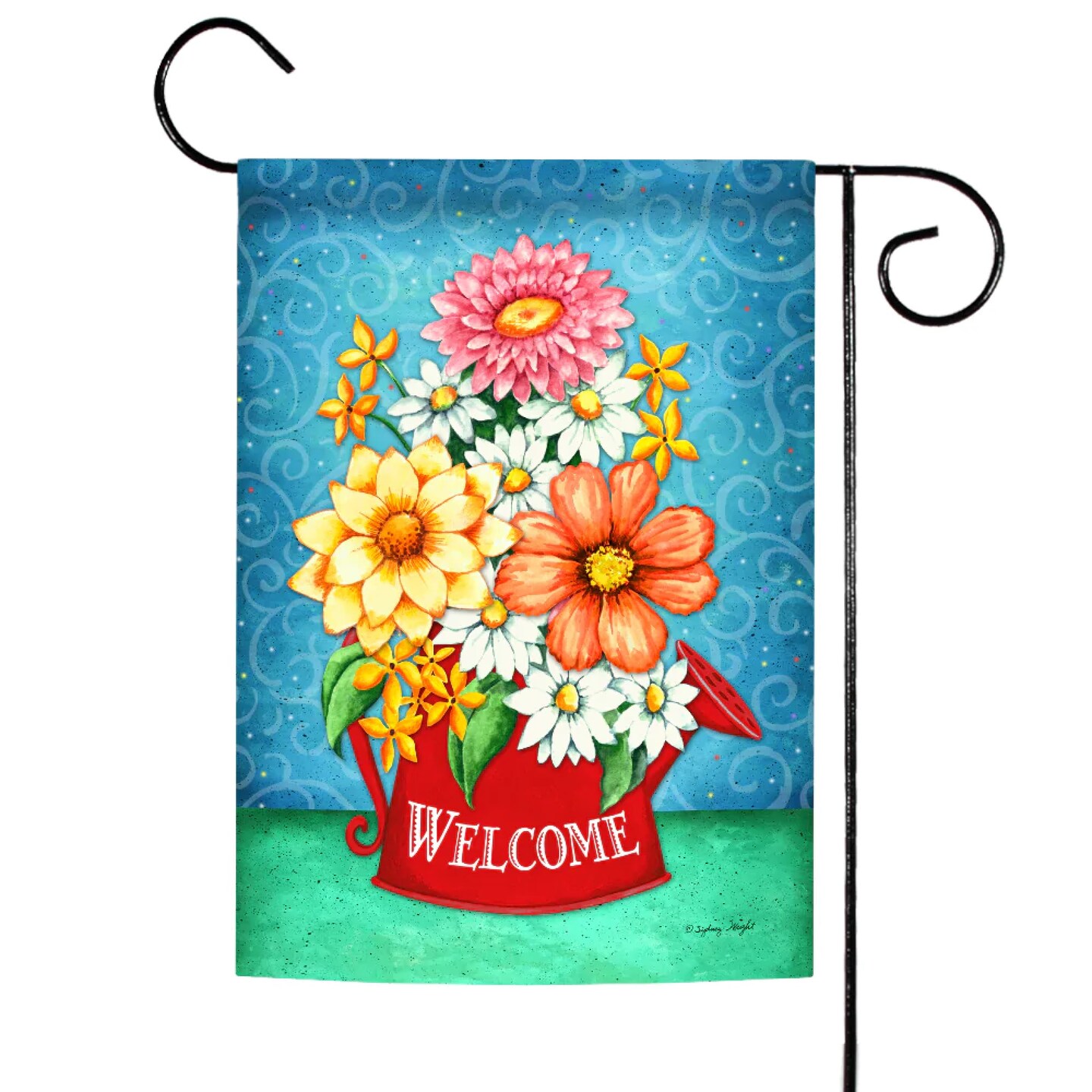 Toland Home Garden Flowers in Watering Can 'Welcome' Outdoor Garden ...