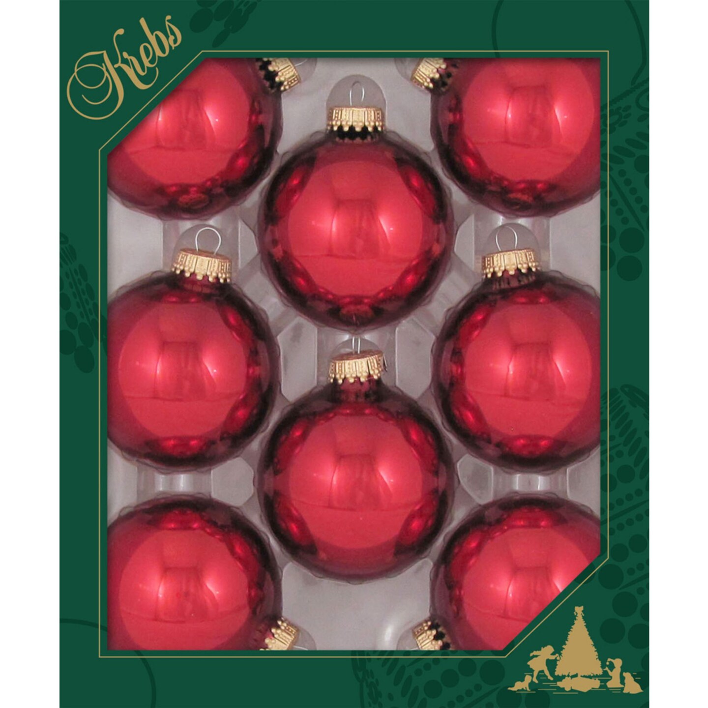 Christmas by Krebs 8ct December Red Shiny Glass Christmas Ball 