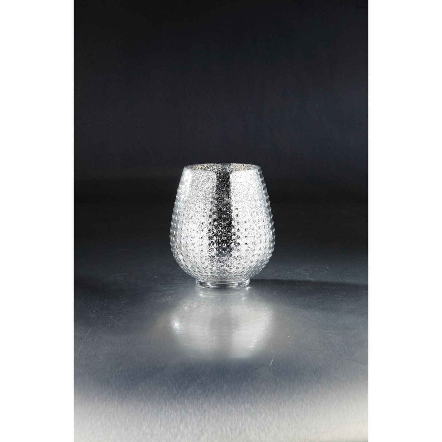 CC Home Furnishings 8&#x201D; Silver Metallic Textured Bumpy Glass Vase