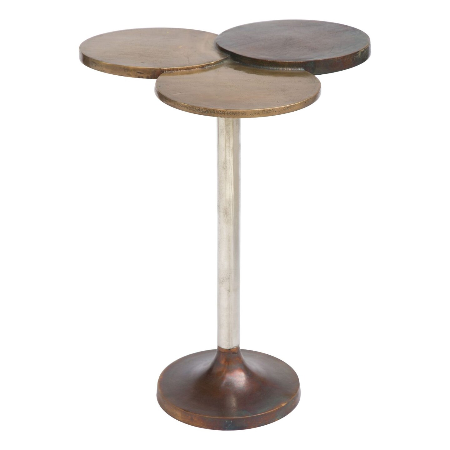 Modern Home 25&#x22; Bronze and Nickel Multi Layered Finish Round End Table