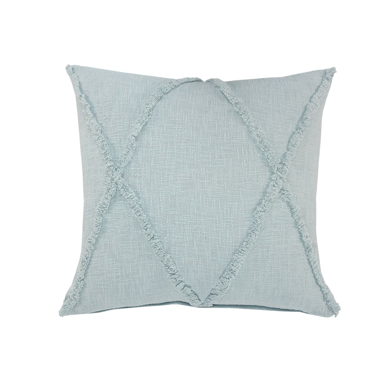 Laddha Home Designs 18&#x22; Pastel Blue Hand Woven Diamond Tufted Square Throw Pillow