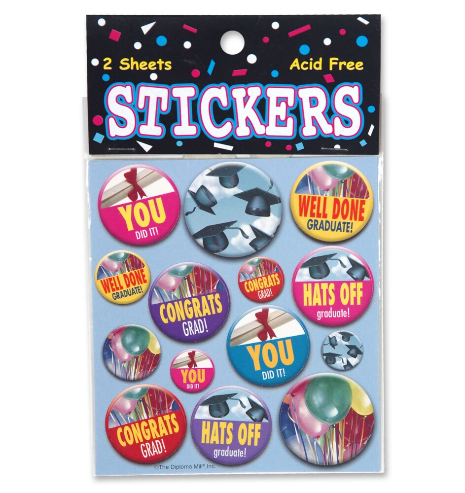 Beistle Pack of 6 &#x22;You Did It!&#x22; Acid-Free Scrapbooking Graduation Sticker Sheets 4.5&#x22;
