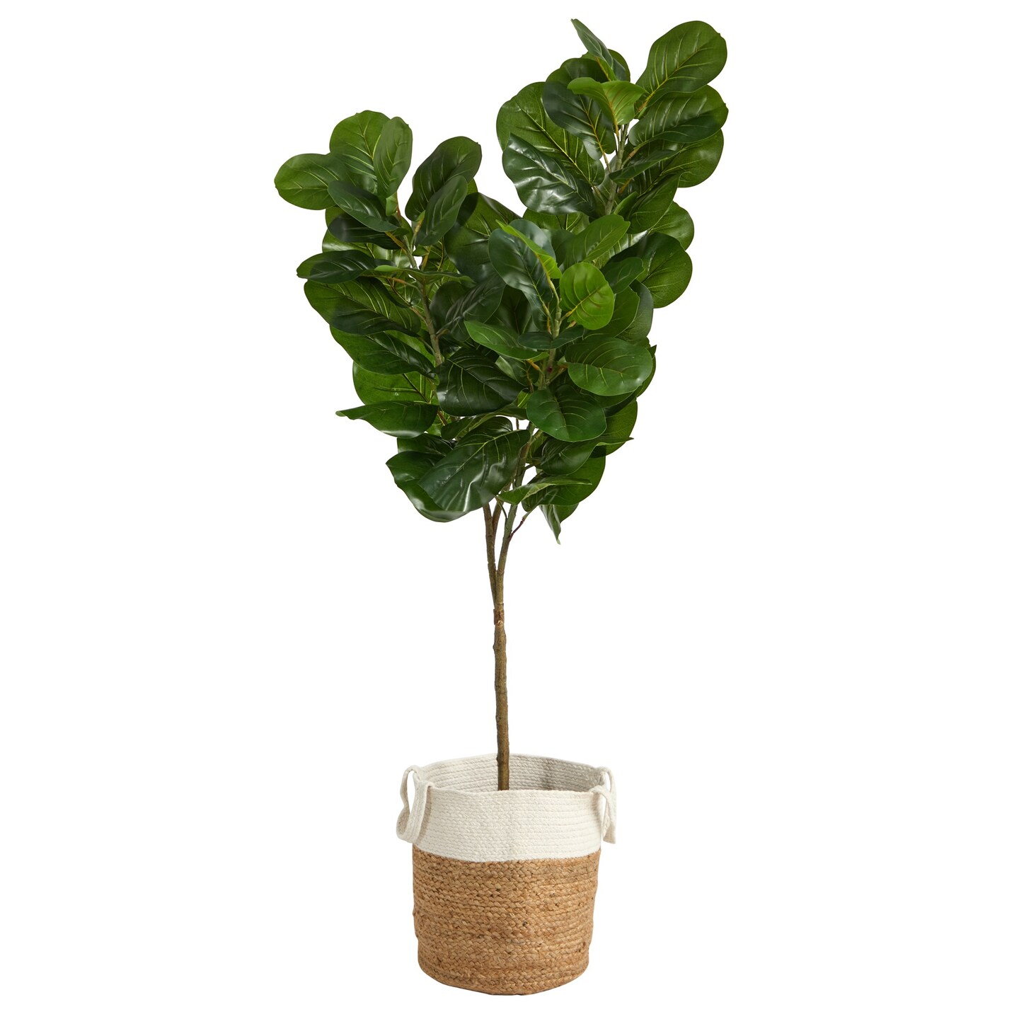 Nearly Natural 6' Fiddle Leaf Fig Artificial Tree in Decorative Handmade Basket