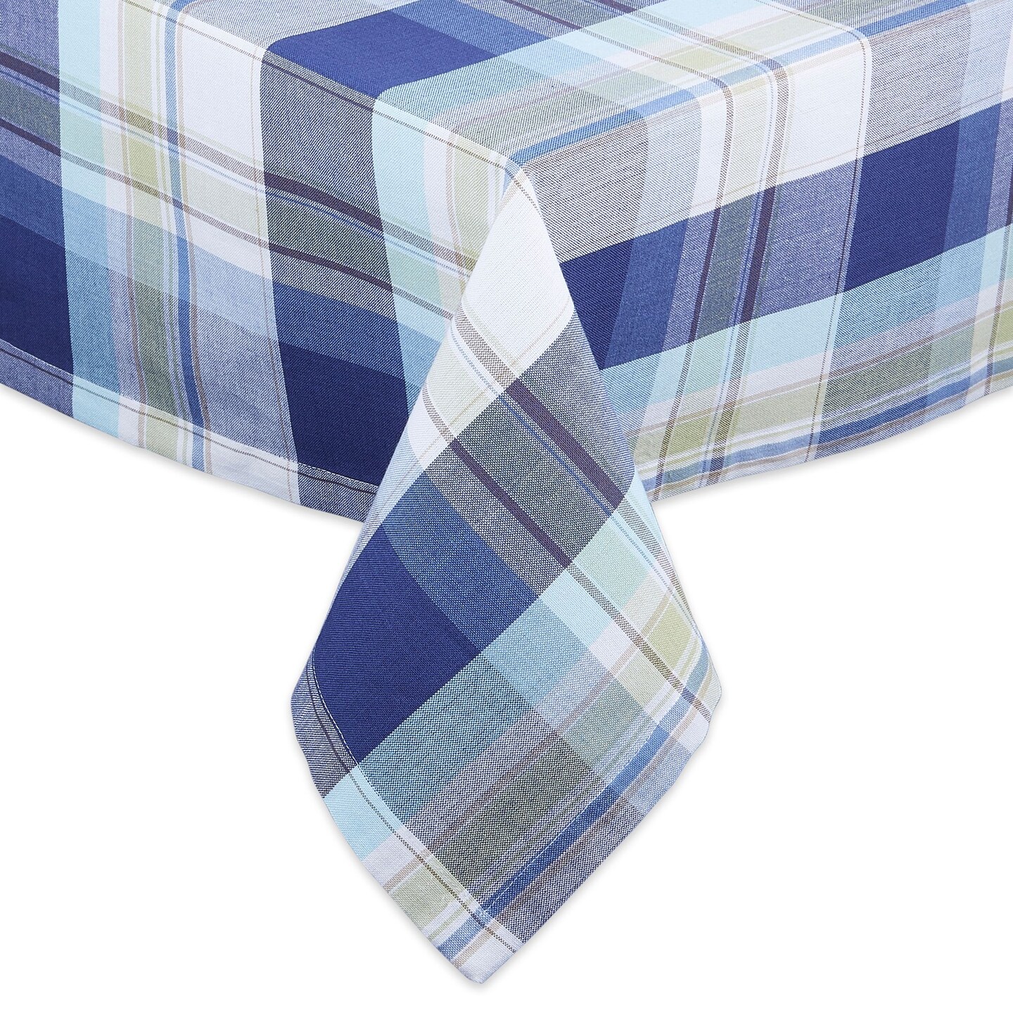 Contemporary Home Living 84&#x22; x 60&#x22; Blue and White Plaid Patterned Table Cloth