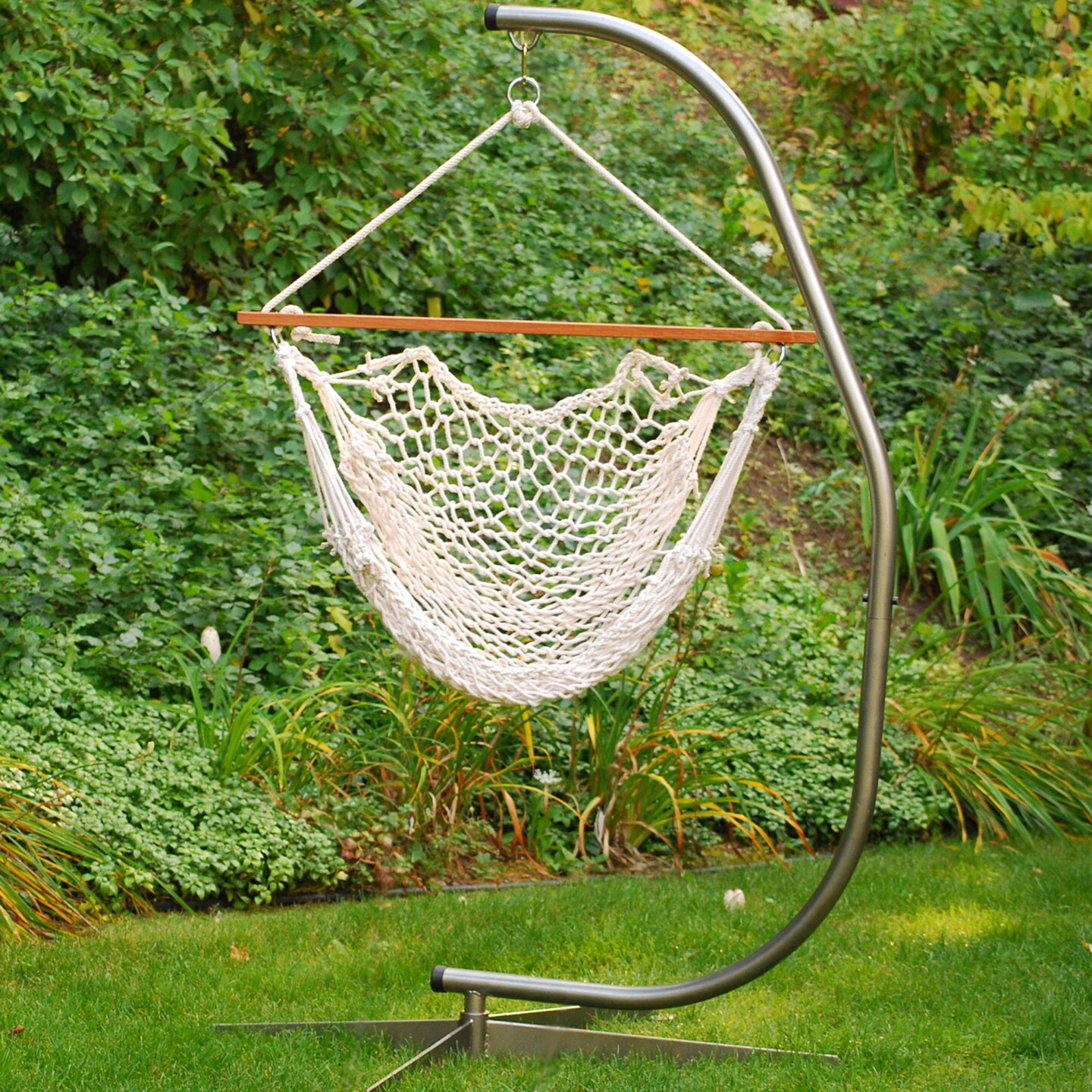 The Hamptons Collection 48" x 47" Macrame Natural Cotton Rope Hanging Hammock Chair