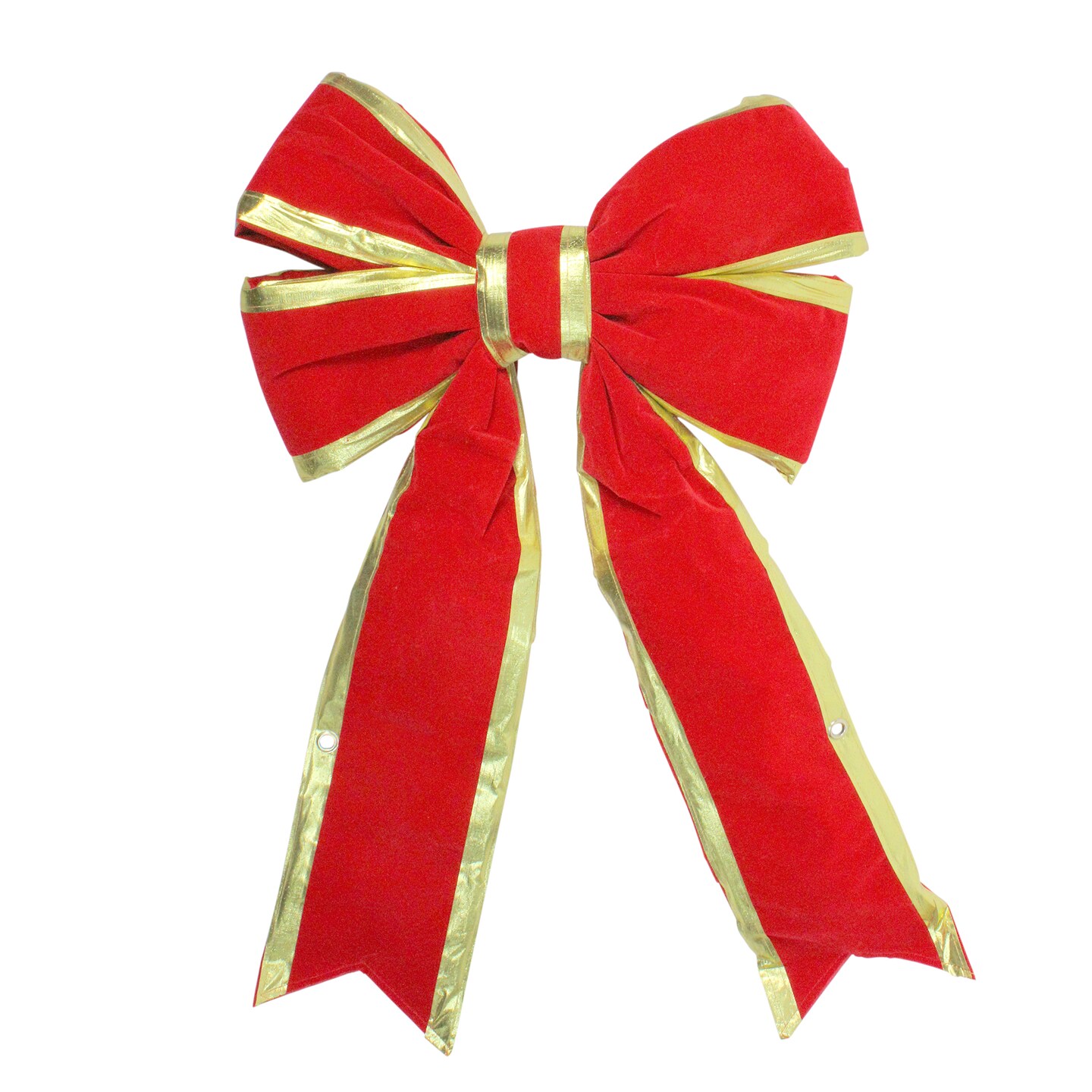 Northlight Giant 3D 4-Loop Velveteen Christmas Bow with Gold Trim - 18&#x22; x 28&#x22; - Red