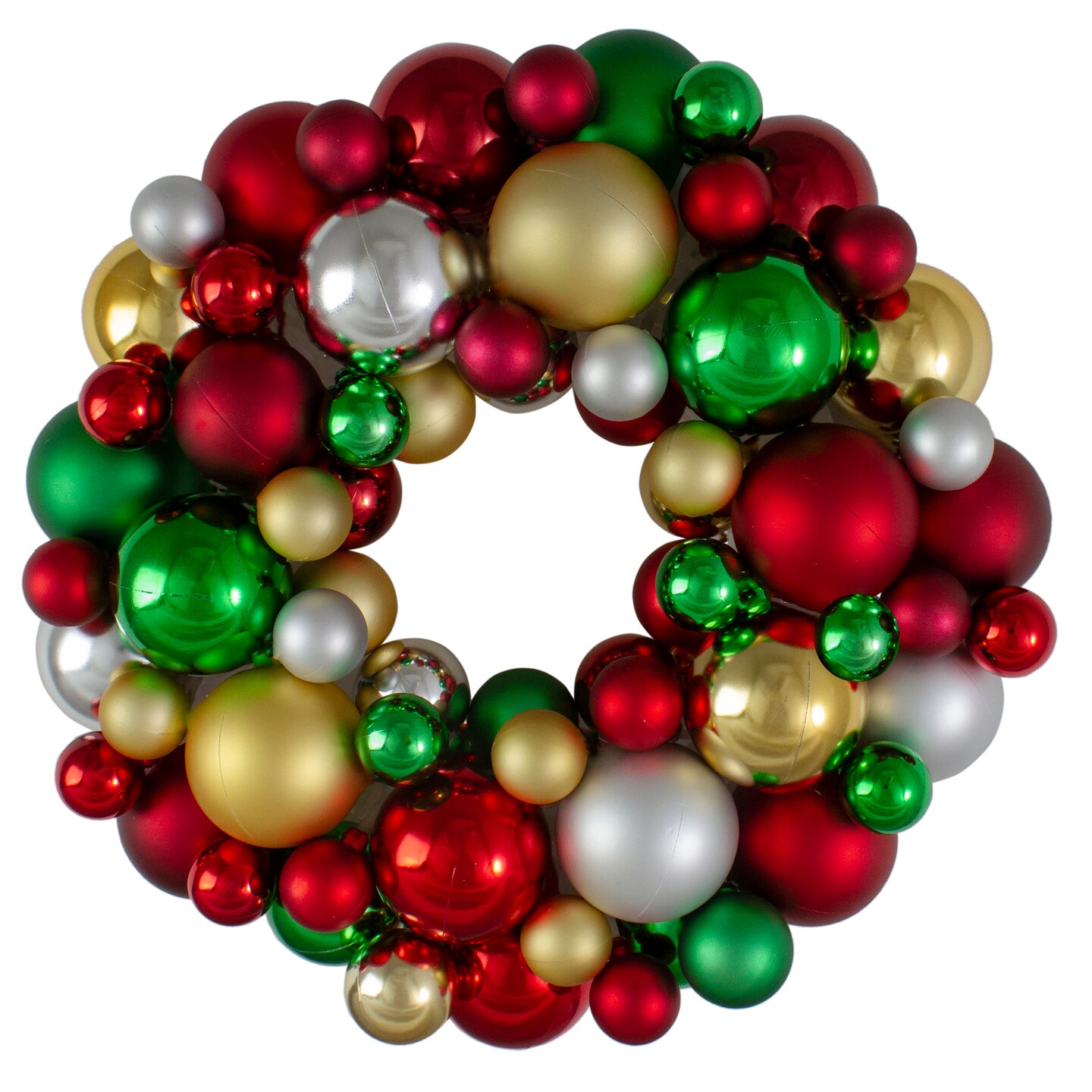 Northlight Traditional Colors 2-Finish Shatterproof Ball Christmas Wreath, 13-Inch