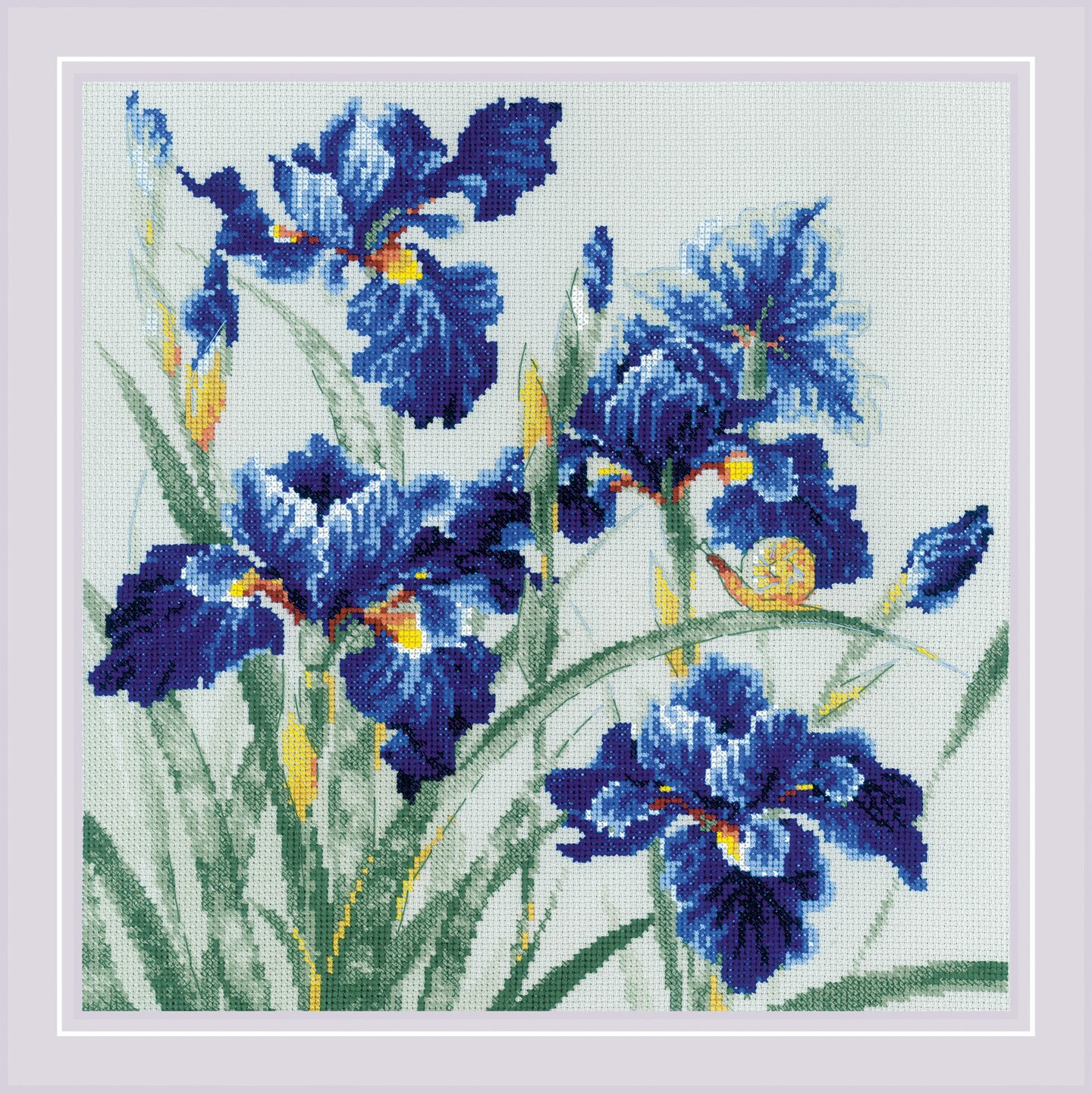Riolis Counted Cross Stitch Kit 11.75&#x22;X11.75&#x22;-Blue Irises (14 Count)