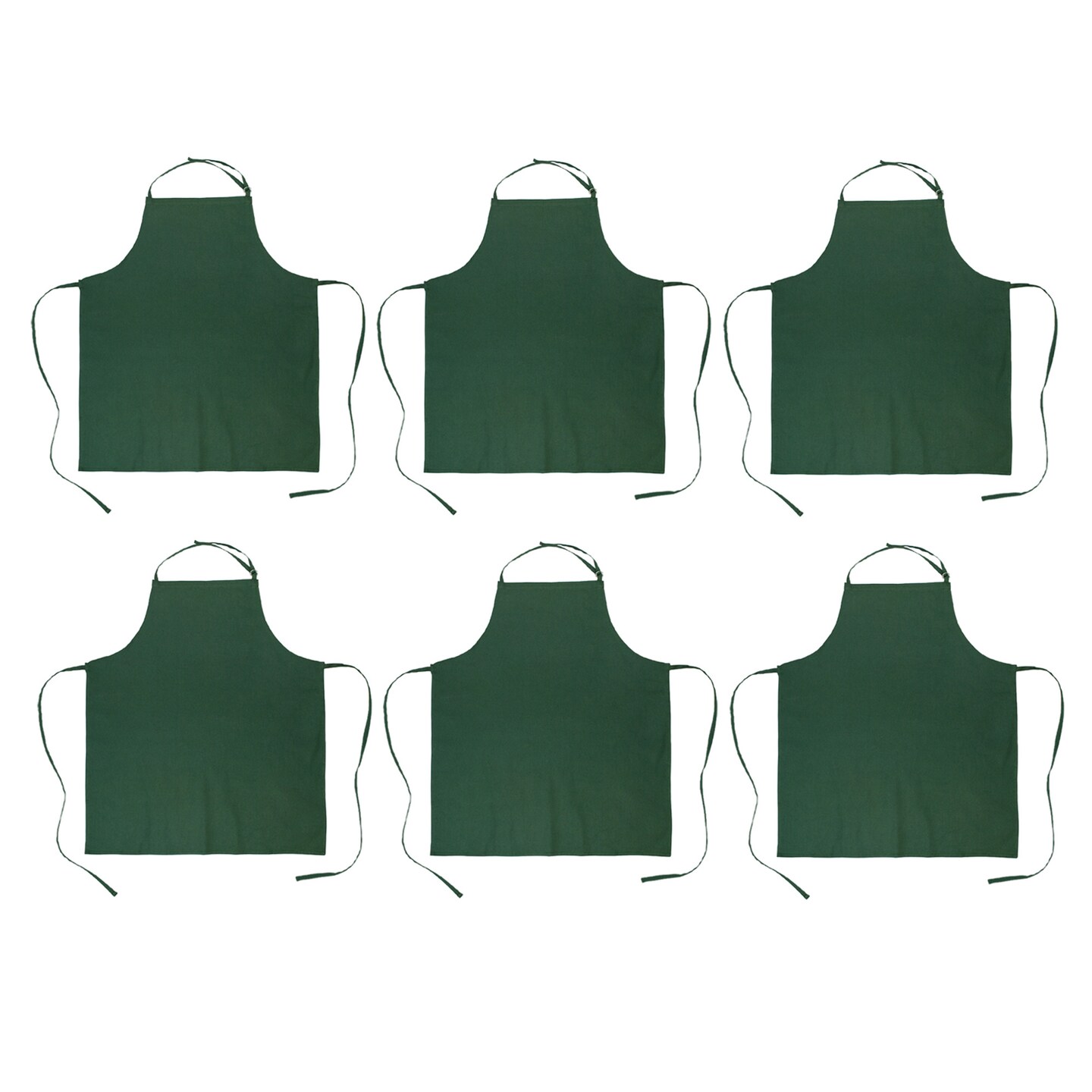 Contemporary Home Living Set of 6 Pine Green Chef Aprons