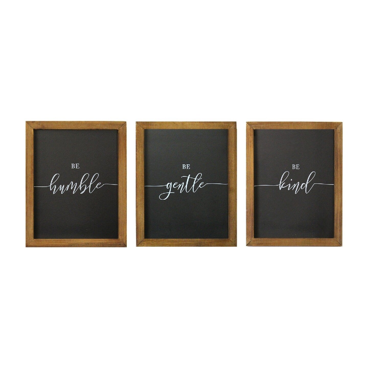 Contemporary Home Living Set of 3 Black "Be" Rectangular Wall Art 10"