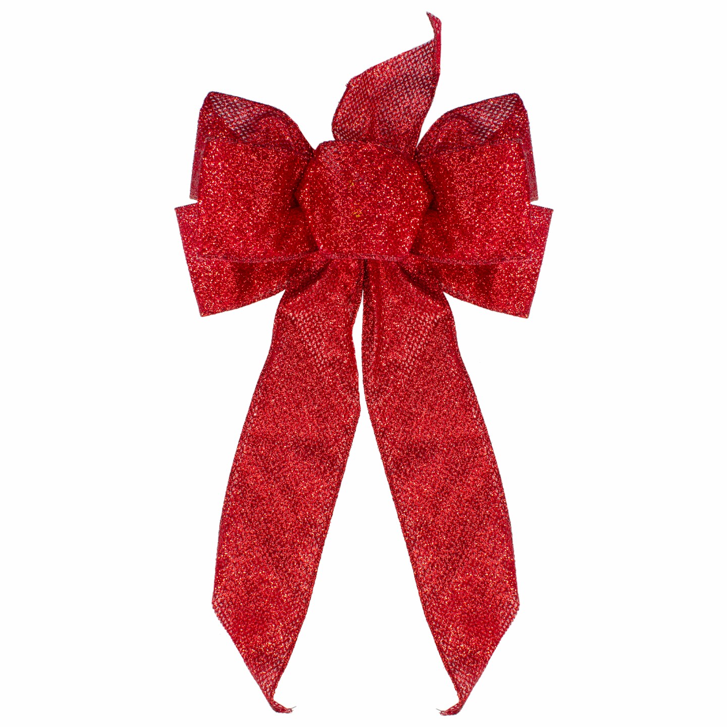 Northlight 14&#x22; x 9&#x22; Red Glittered 6 Loop Christmas Bow Decoration