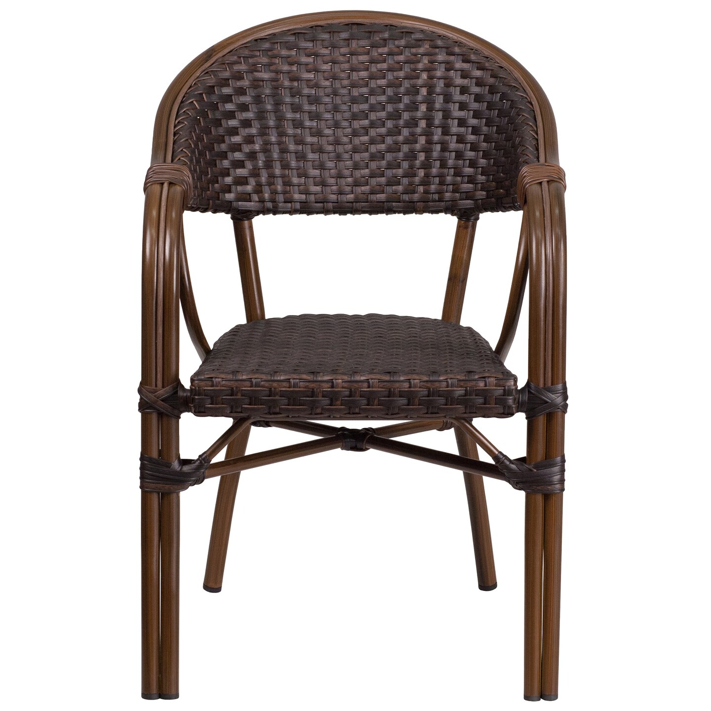 Flash Furniture 33.25&#x27;&#x27; Chocolate Brown and Red Finish Aluminum Outdoor Furniture Patio Stack Chair
