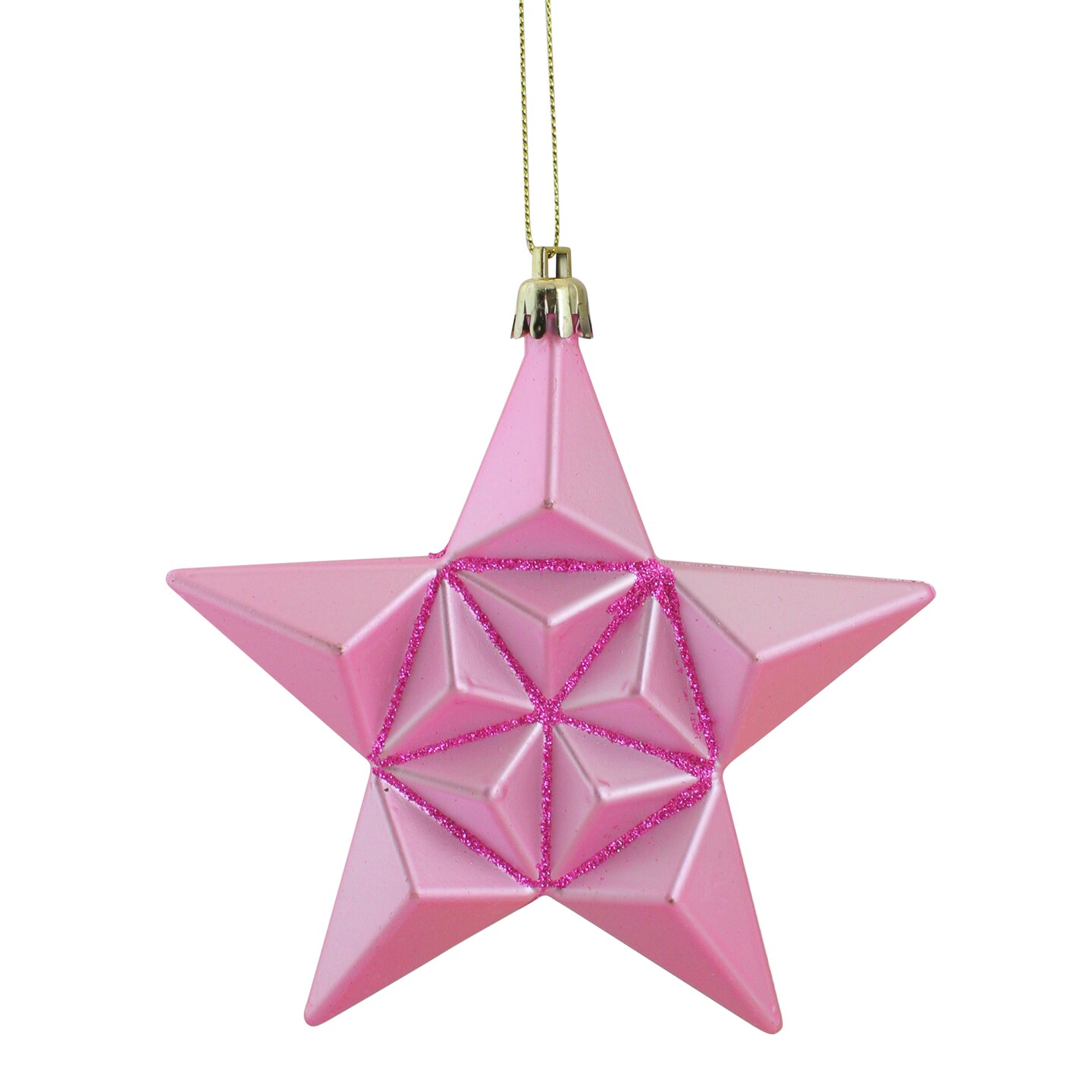DAK 12ct Pink Bubblegum Matte Glittered Star Shatterproof Christmas Ornaments 5"
