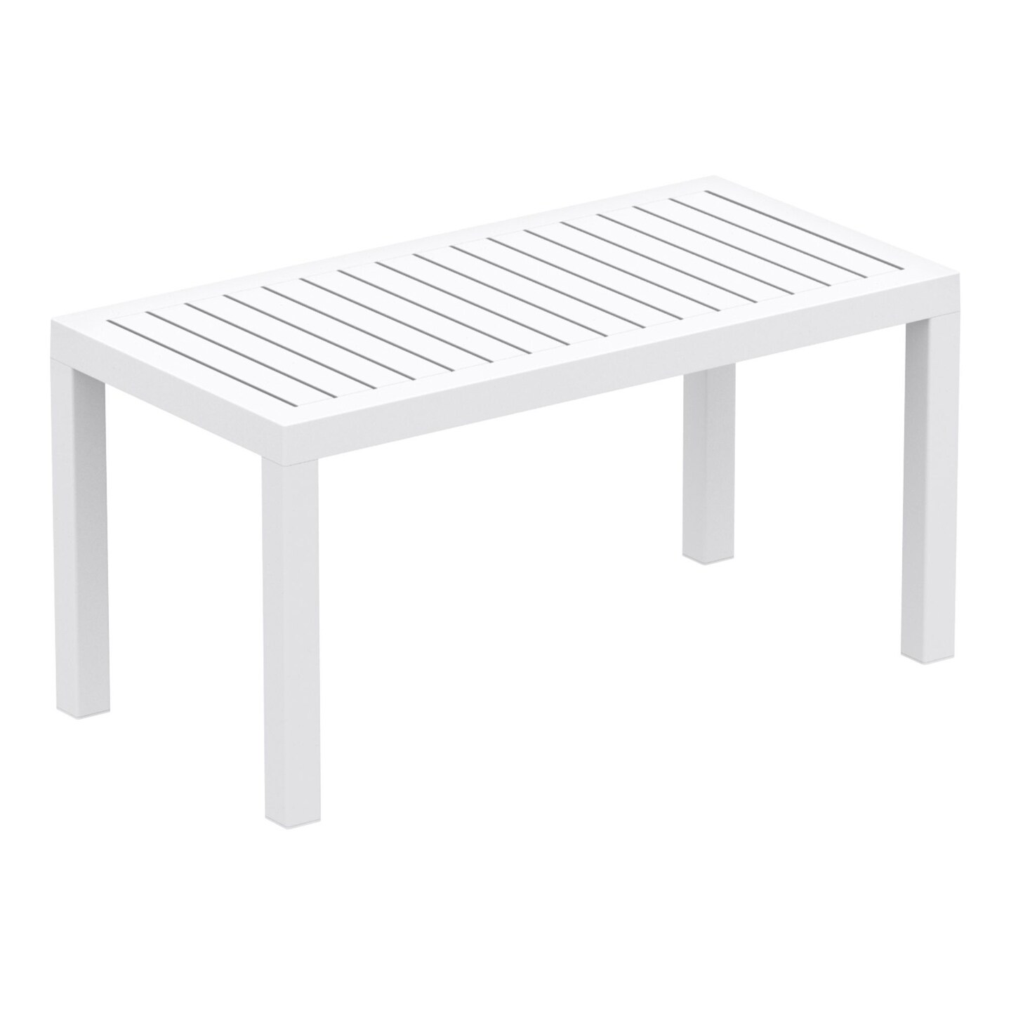 Luxury Commercial Living 36&#x22; White Patio Solid Rectangular Patio Resin Coffee Table