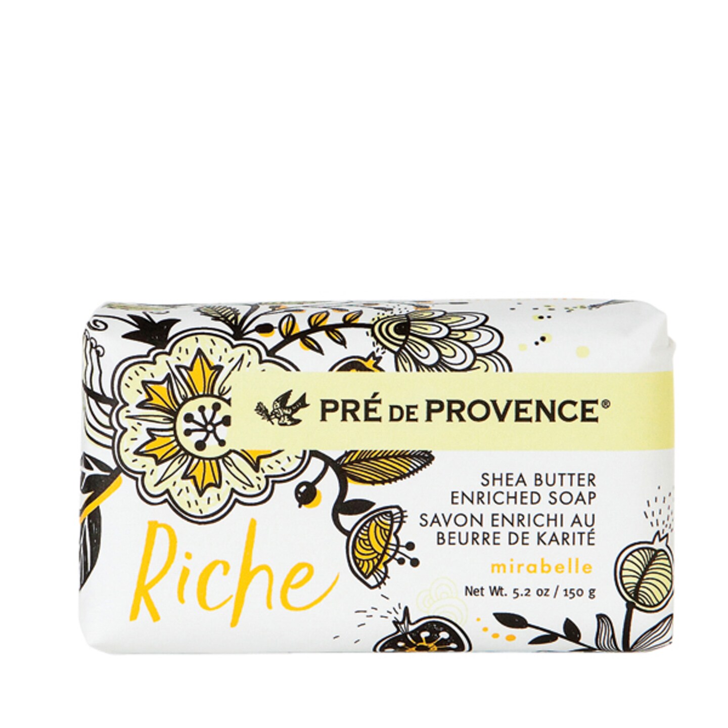 Contemporary Home Living 3.5&#x22; Yellow, Brown, and White 150G Wrapped Mirabelle Artisanal Soap