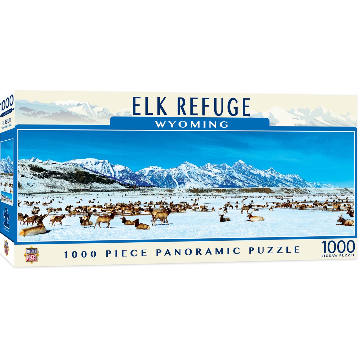 Masterpieces   1000 Piece Panoramic Jigsaw Puzzle - Elk Refuge - 13&#x22;x39&#x22;