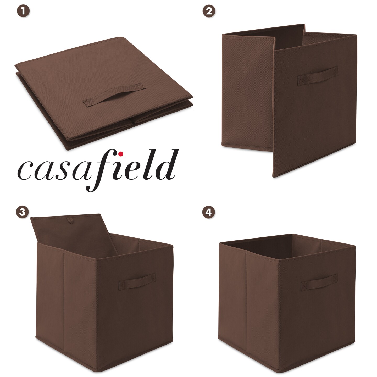 Casafield Set of 12 Collapsible Fabric Cube Storage Bins - Foldable Cloth Baskets for Shelves, Cubby Organizers & More