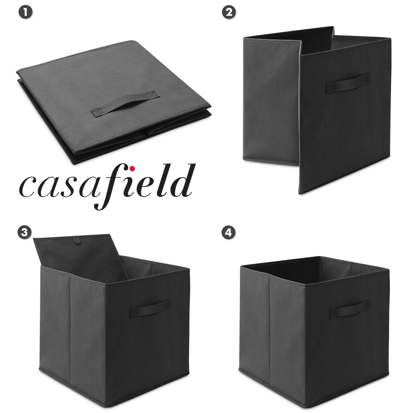 Casafield Set of 6 Collapsible Fabric Cube Storage Bins - Foldable Cloth Baskets for Shelves, Cubby Organizers & More