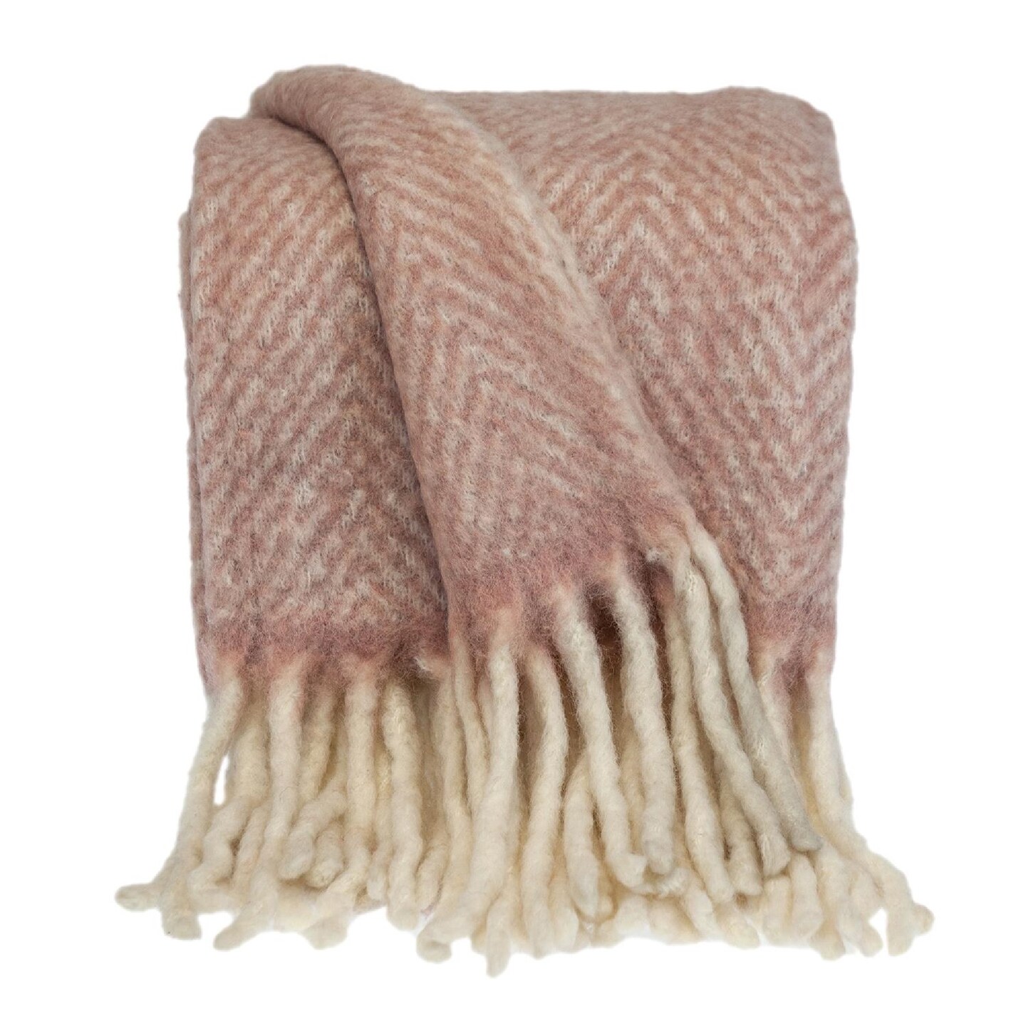 Nassau Collection Pink and White Rectangular Herringbone Throw Blanket 52&#x22; x 67&#x22;