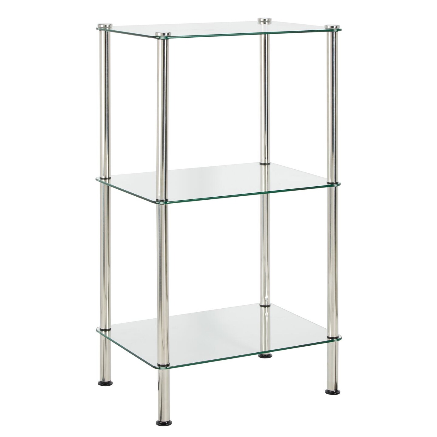 mDesign Metal/Glass Tiered Storage Tower with Open Glass Shelves