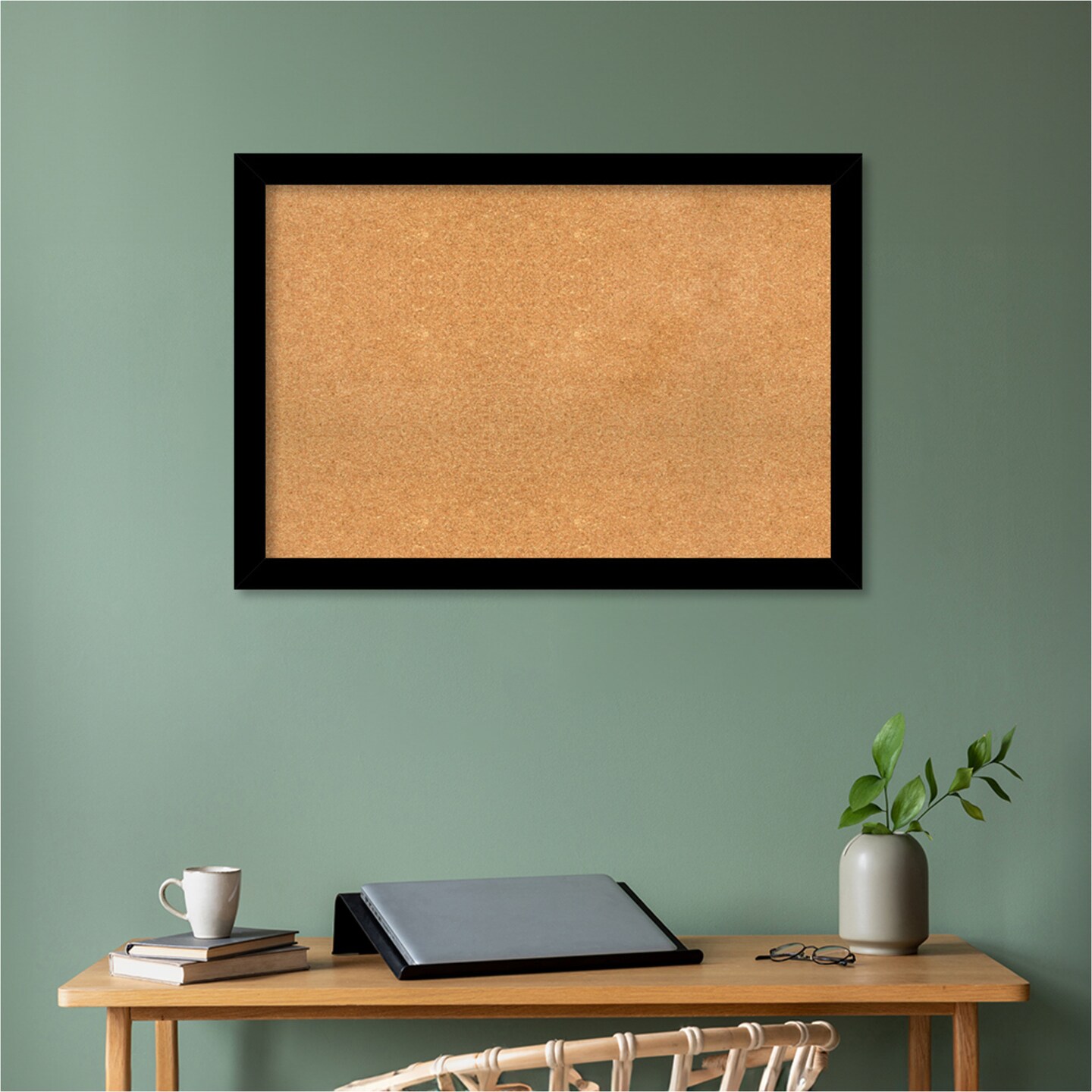 Brushed Framed Corkboard, Natural Cork