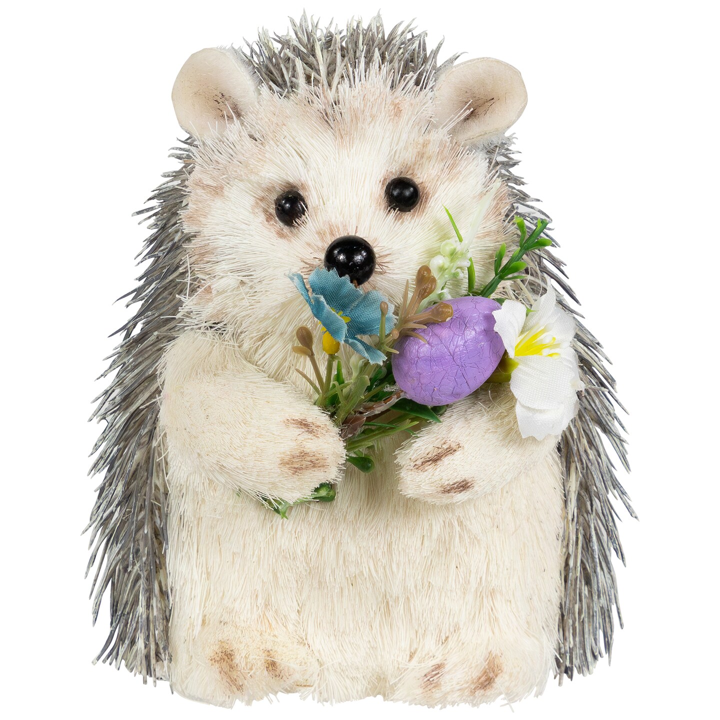 Northlight Hedgehog Floral Easter Figurine - 5&#x22; - Cream and Gray