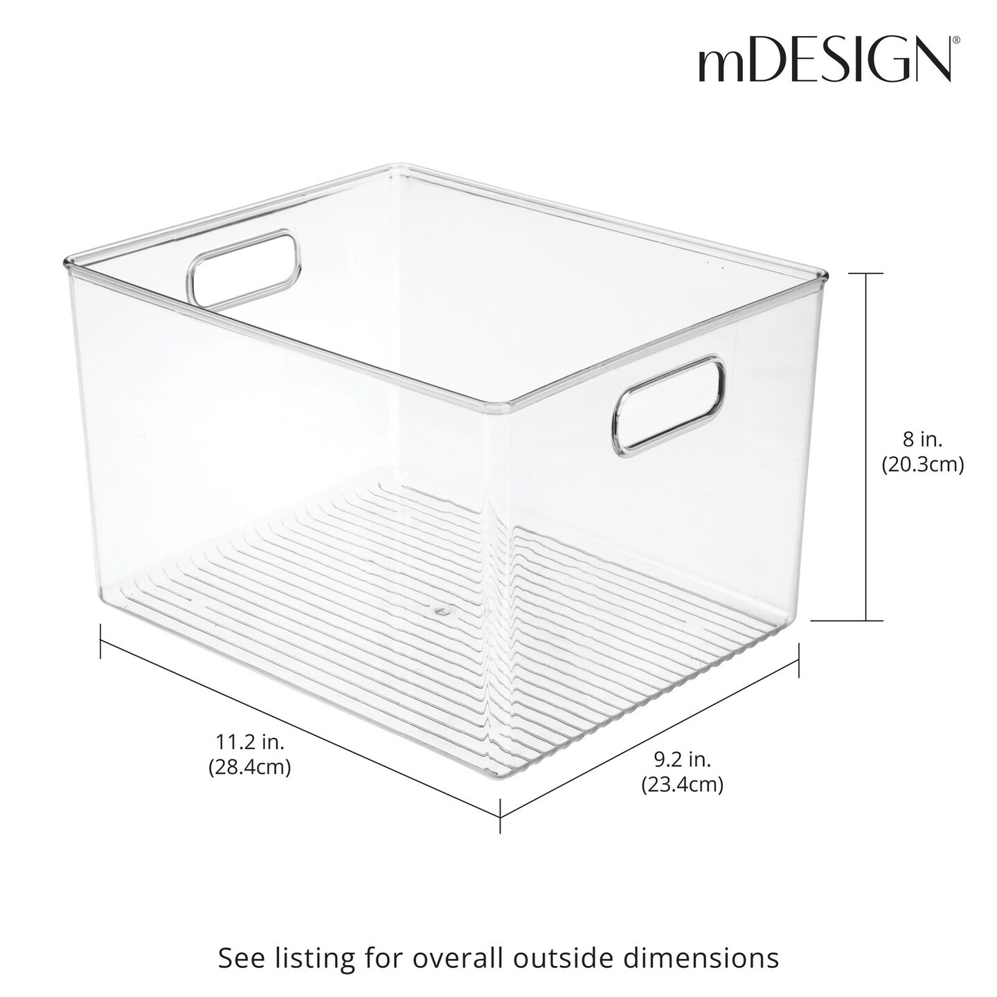 mDesign Plastic Stackable Storage Organizer Container Bin with Handles