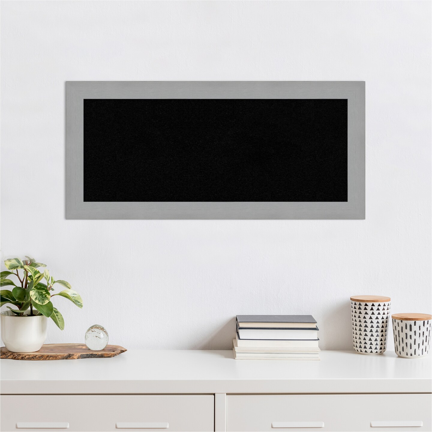 Brushed Framed Corkboard, Black Cork
