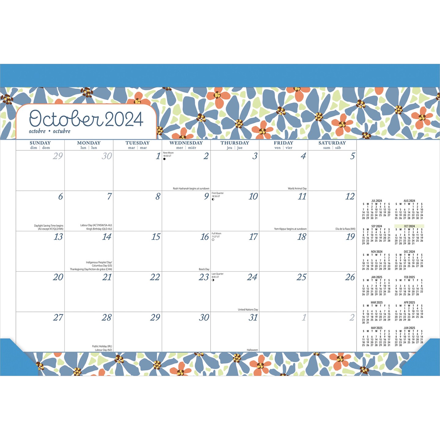 Spring Awakening | 2025 14 x 10 Inch 18 Months Monthly Desk Pad Calendar | July 2024 - December 2025 | Plato | Artwork Stationery