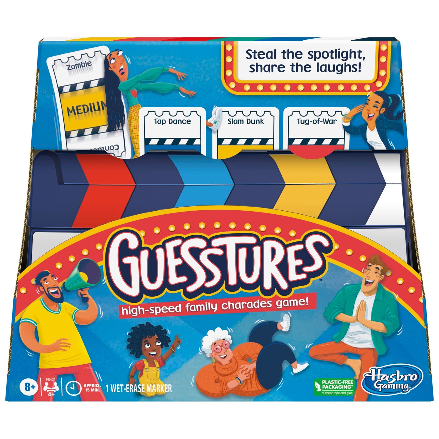 Hasbro Gaming Guesstures Game, Charades Game for 4 or More Players, Includes Customizable