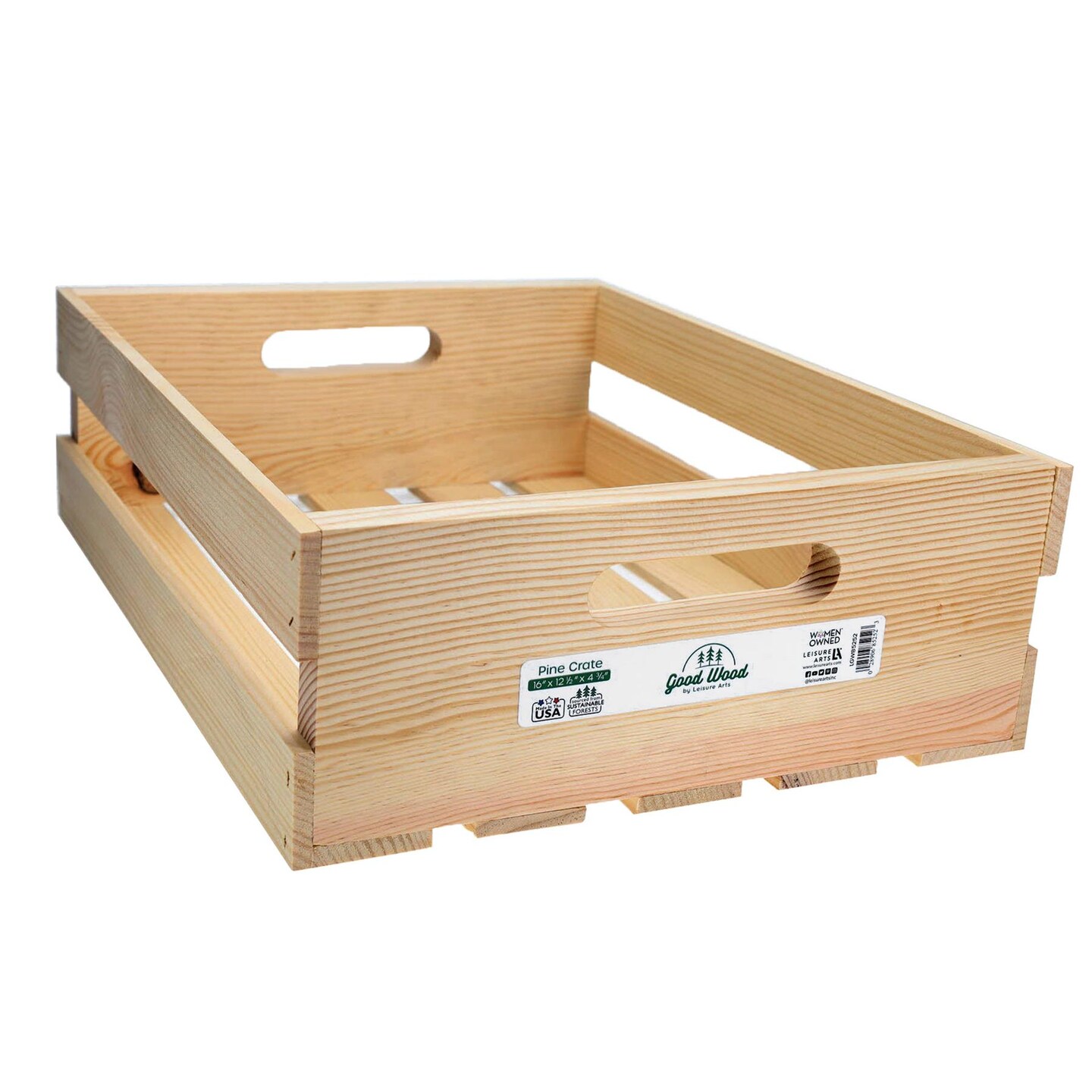 Good Wood by Leisure Arts Wooden Crate, wood crate unfinished,  wood crates for display, wood crates for storage, wooden crates unfinished, Pine, 16&#x22; x 12.5&#x22; x 4.75&#x22;