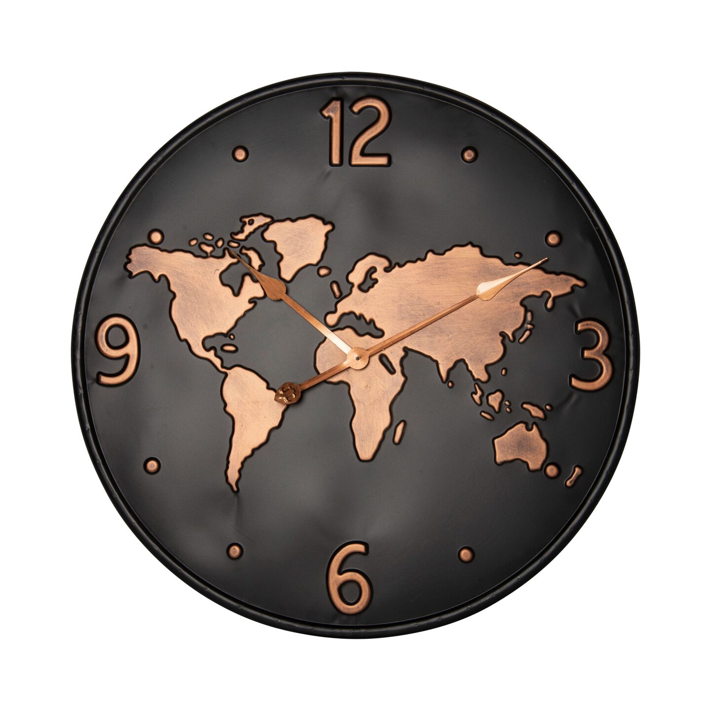 Creative Design 24&#x22; Bronze and Black World Map Wall Clock