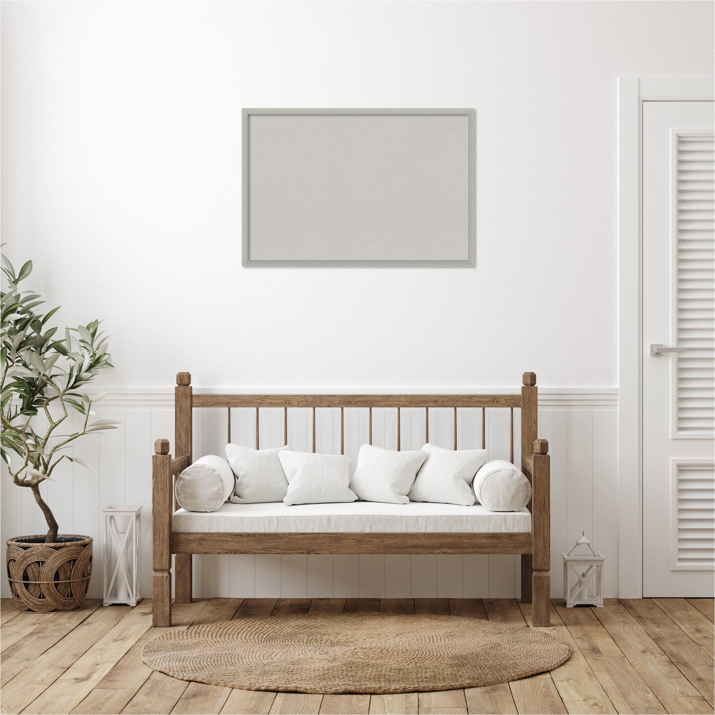 Silver Leaf Wood Framed Corkboard, Grey Cork