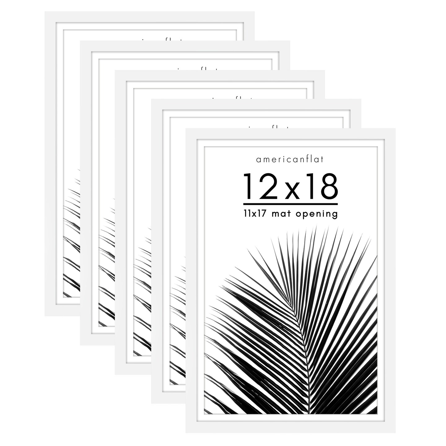 Americanflat Picture Frame Set with Mat - Set of 5 - Photo Frame Set of Five for Wall Display - Plexiglass Cover - Hanging Hardware