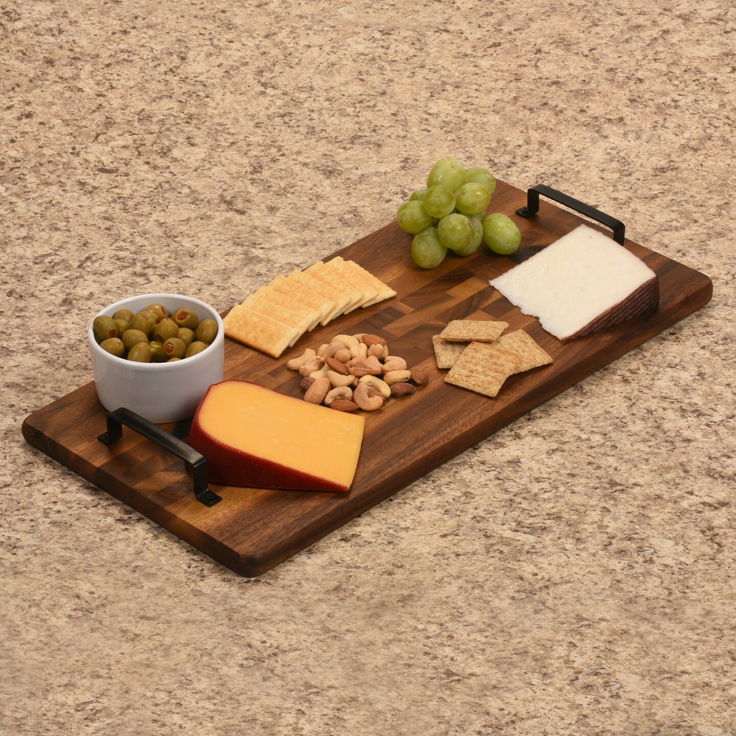 Wood Tray with Metal Handle