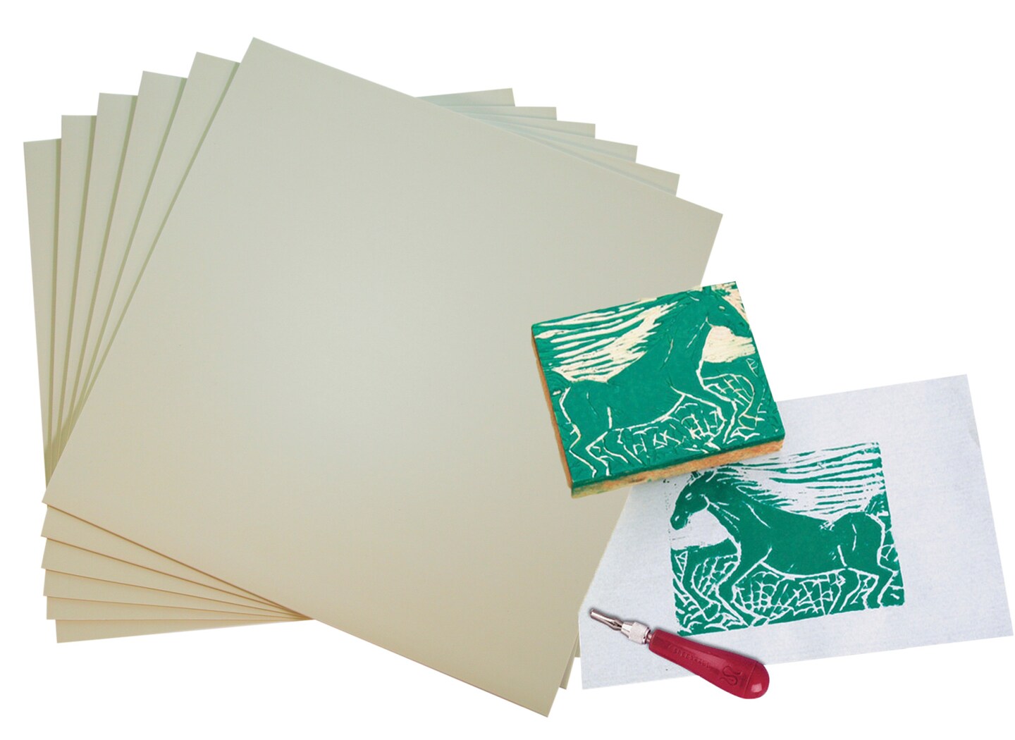 Sax Unmounted Linoleum Blocks, 12 x 12 Inches, Pack of 6