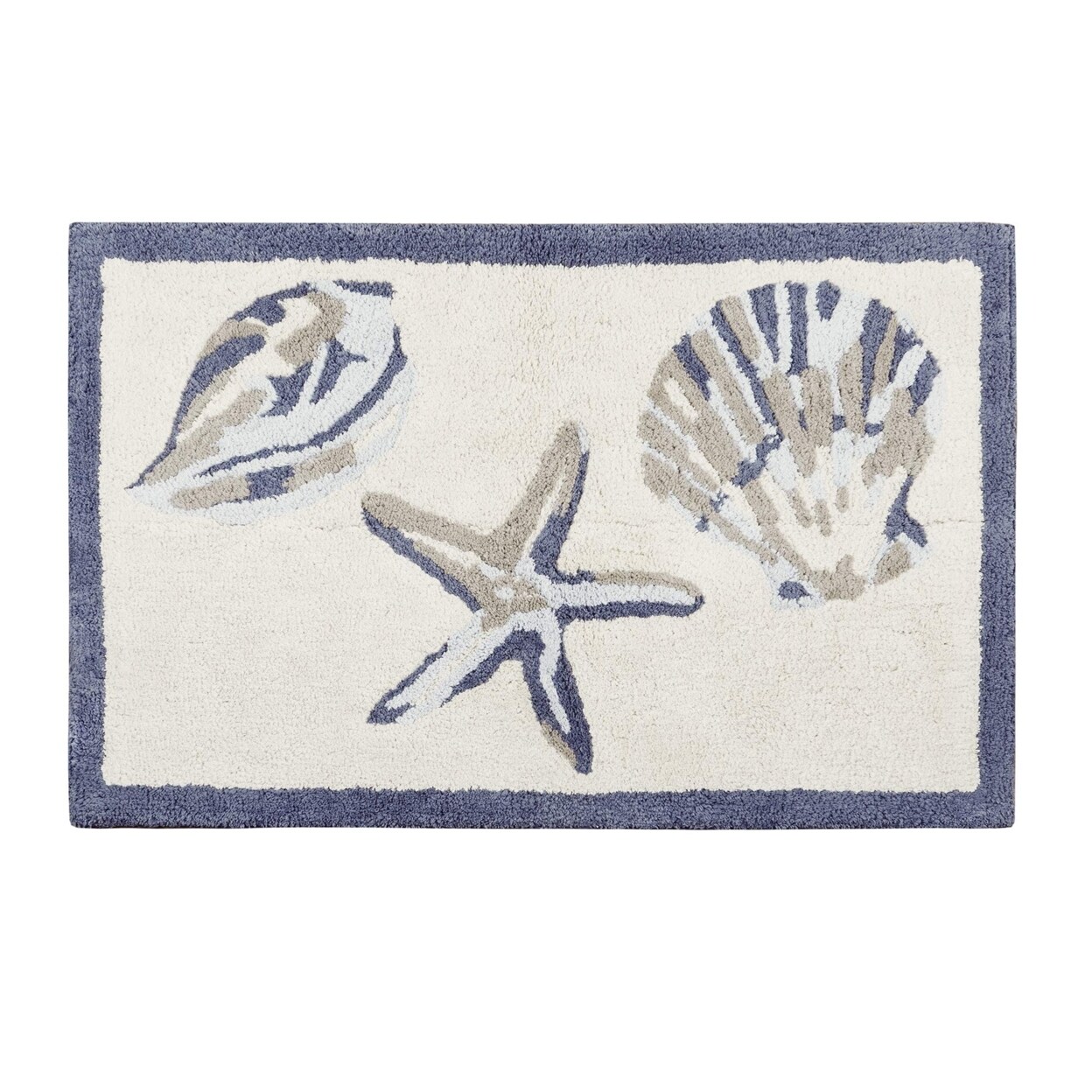 510 Design Bayside 100% Cotton Tufted Non-Slip Absorbent Bath Mat - 21X34&#x22;, Blue