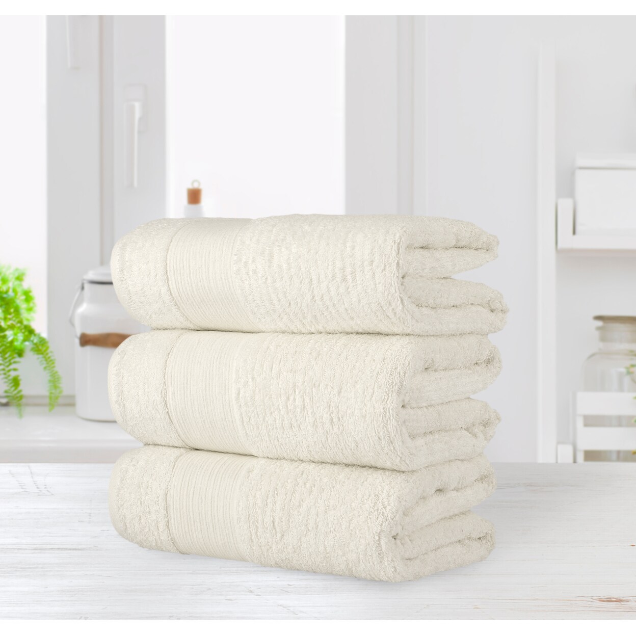Chic Home Luxurious 3-Piece 100% Pure Turkish Cotton Bath Towels 30" x 60" Jacquard Weave Design