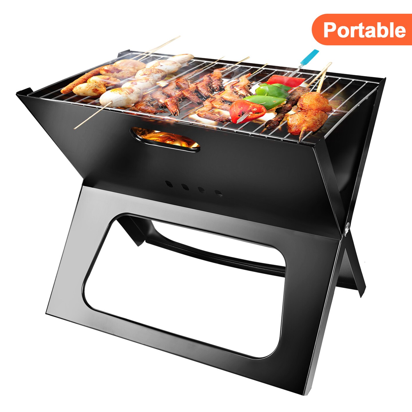 Portable Charcoal Bbq Grill Foldable Lightweight For Camping Garden Outdoor