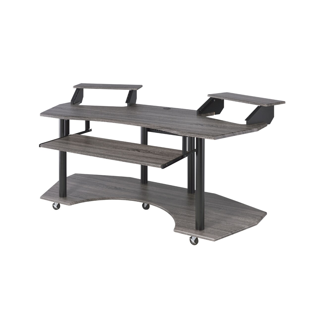 Saltoro Sherpi Contemporary Computer Desk with Keyboard Tray and Open Bottom Shelf, Gray-