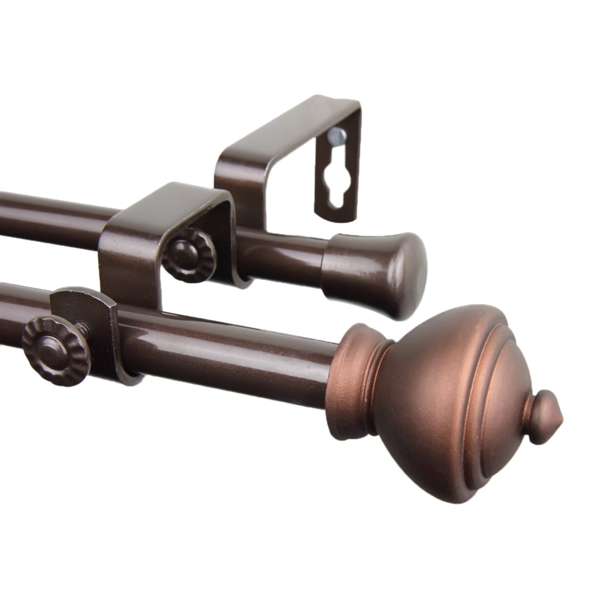 Rod Desyne Home Window Decorative Savannah Double Curtain Rod 48-84 inch - Cocoa