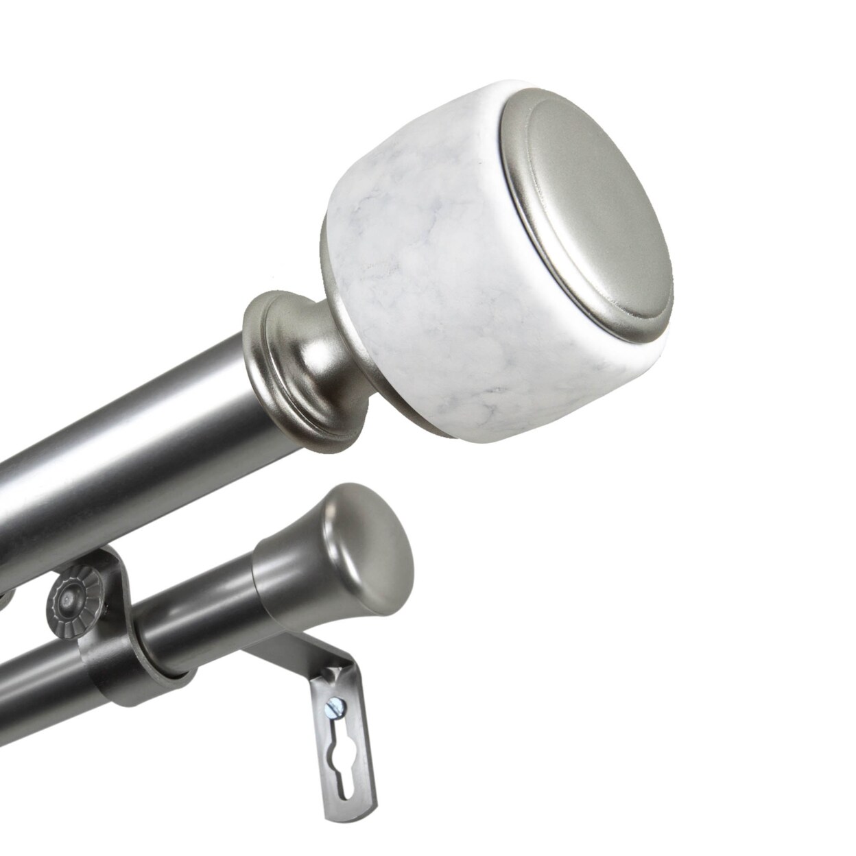 Hermosa Home Kelsey 1" Diameter Double Curtain Rod 48-84" - Satin Nickel