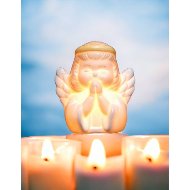 kevinsgiftshoppe Ceramic Angel Plug-In Nightlight Religious Decor Religious Gift Church Decor