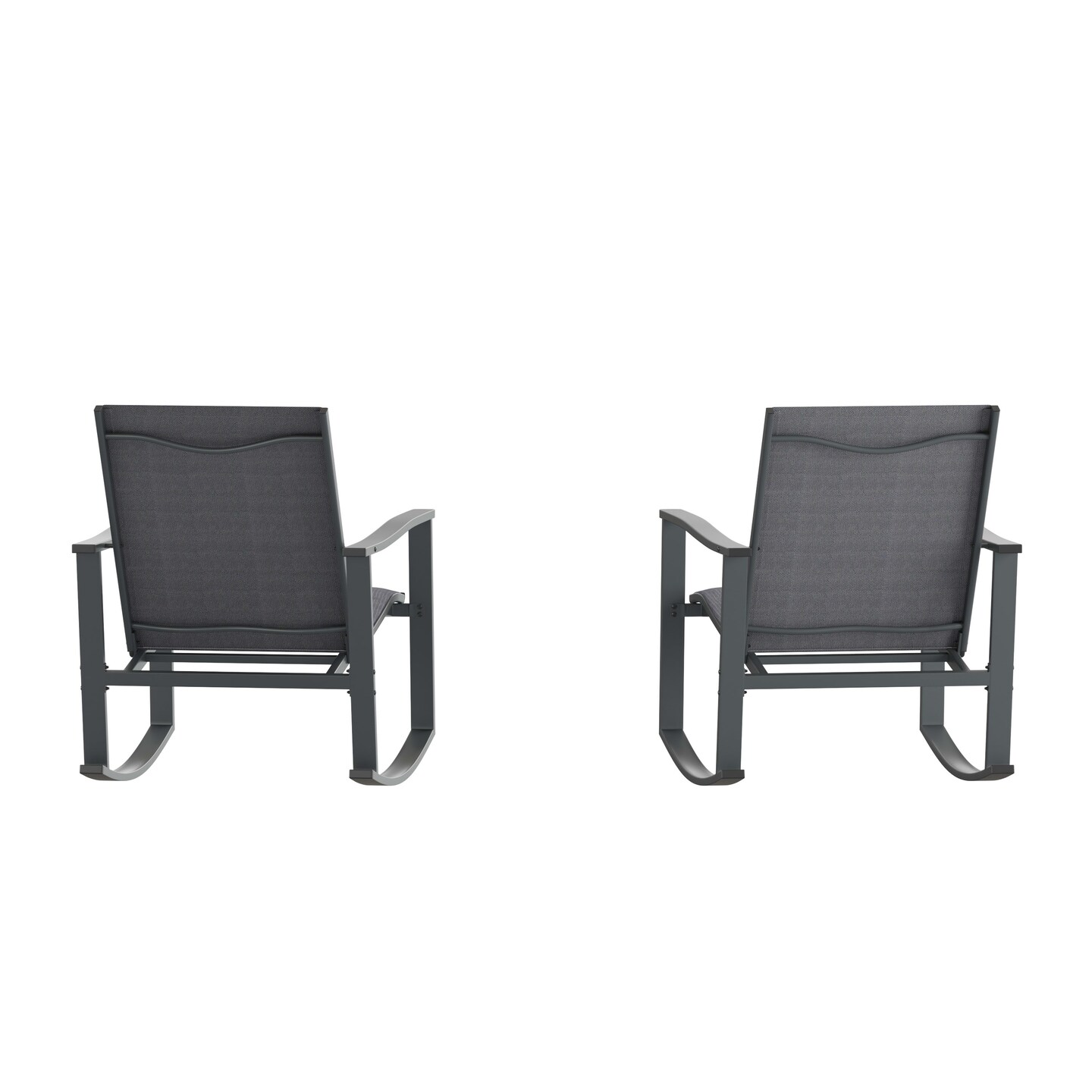 Merrick Lane Brevyn Set of 2 Flex Comfort Outdoor Rocking Chairs with Steel Frames